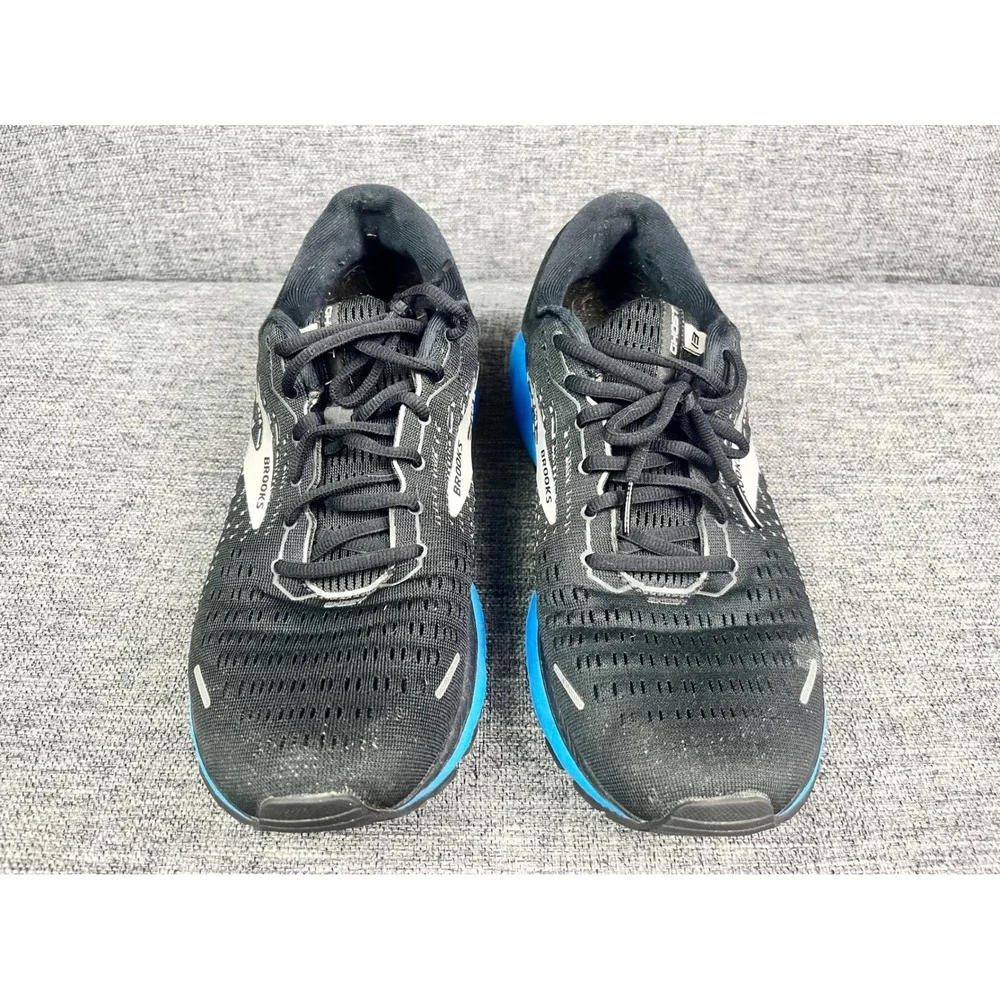 Brooks Ghost 13 Men Running Shoes Black Blue Silver Size 10.5 Sneakers Medium(D)